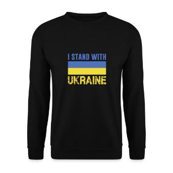 I stand with Ukraine Ukrainische Flagge Frieden - Unisex Pullover - Schwarz - Vorne - Alina (178cm) & Michal (187cm)
