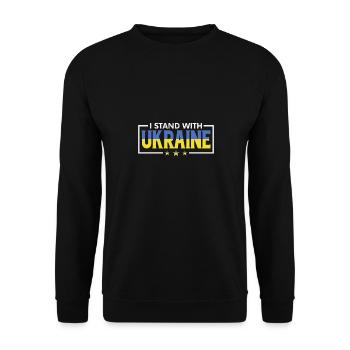 I stand with Ukraine Solidarität mit der Ukraine - Unisex Pullover - Schwarz - Vorne - Alina (178cm) & Michal (187cm)