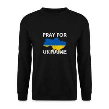 Pray for Ukraine Beten für den Frieden im Osten - Unisex Pullover - Schwarz - Vorne - Alina (178cm) & Michal (187cm)