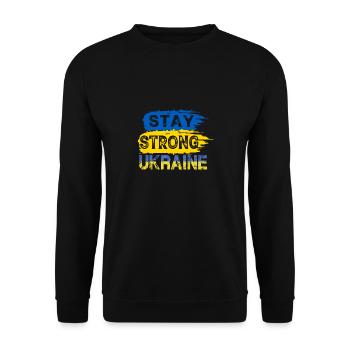Stay strong Ukraine Blau und Gelb Flagge Frieden - Unisex Pullover - Schwarz - Vorne - Alina (178cm) & Michal (187cm)
