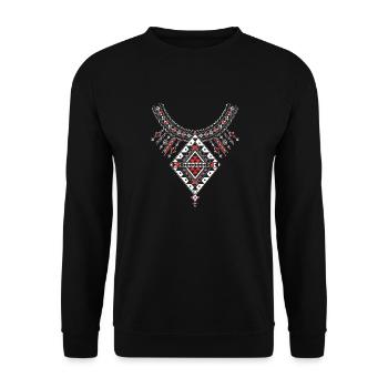 Kabyle pottery motifs Amazigh decoration - Unisex Sweatshirt - black - Front - Alina (178cm) & Michal (187cm)