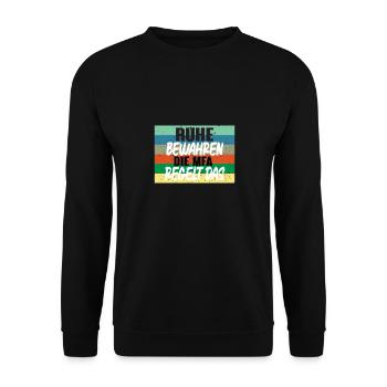 Ruhe bewahren die MFA regelt das - Unisex Pullover - Schwarz - Vorne - Alina (178cm) & Michal (187cm)