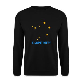Carpe Diem used the day constellation Libra Libra Ode - Unisex Sweatshirt - black - Front - Alina (178cm) & Michal (187cm)