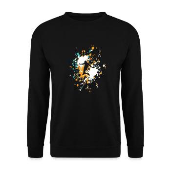 Soccer Striker Shoot Color Splash - Unisex Sweatshirt - black - Front - Alina (178cm) & Michal (187cm)