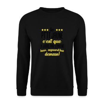 Le pt'it jaune c'est que 3 jours par semaine apéro - Sweat-shirt Unisexe - noir - Devant - Alina (178cm) & Michal (187cm)