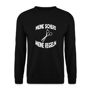 Meine Schere Meine Regeln Friseurin Barbershop - Unisex Pullover - Schwarz - Vorne - Alina (178cm) & Michal (187cm)