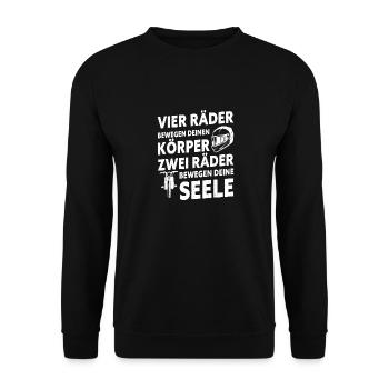 Vier Räder Bewegen Den Körper Zwei Räder Bewegen - Unisex Pullover - Schwarz - Vorne - Alina (178cm) & Michal (187cm)