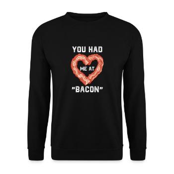 vous m’avez eu au bacon Design pour les amateurs de blagues culinaires - Sweat-shirt Unisexe - noir - Devant - Alina (178cm) & Michal (187cm)