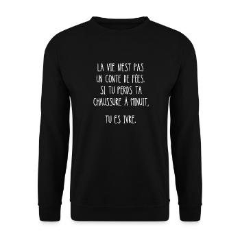 la vie n'est pas un conte de fées - Sweat-shirt Unisexe - noir - Devant - Alina (178cm) & Michal (187cm)