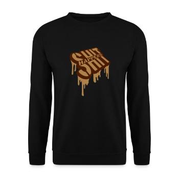 Tropfen Shit happens Witz - Unisex Pullover - Schwarz - Vorne - Alina (178cm) & Michal (187cm)