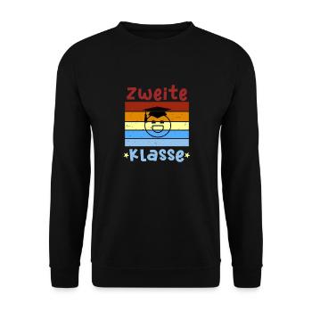 2. Klasse Smile Schulbeginn T shirt - Unisex Pullover - Schwarz - Vorne - Alina (178cm) & Michal (187cm)