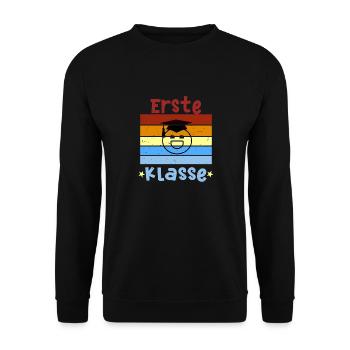 1. Klasse Smile Schulbeginn T shirt - Unisex Pullover - Schwarz - Vorne - Alina (178cm) & Michal (187cm)