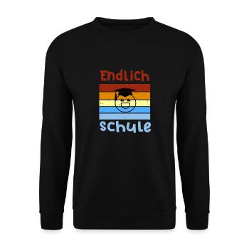 Endlich wieder Schule Smile Schulbeginn T shirt - Unisex Pullover - Schwarz - Vorne - Alina (178cm) & Michal (187cm)