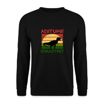 Achtung Schulstart Dino Schulbeginn T shirt - Unisex Pullover - Schwarz - Vorne - Alina (178cm) & Michal (187cm)