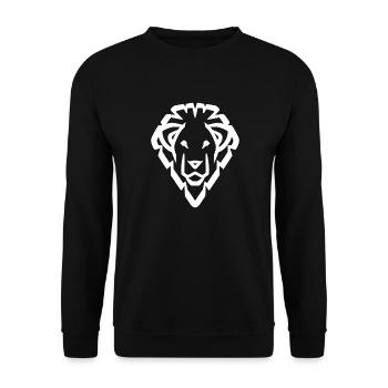 Lion's head symbol white - Unisex Sweatshirt - black - Front - Alina (178cm) & Michal (187cm)