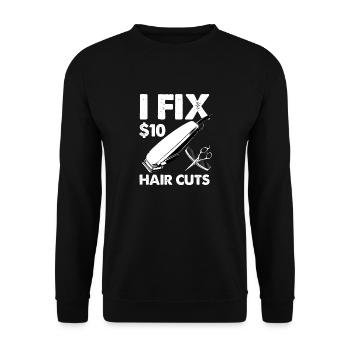 I fix 10 dollars hair cuts Design - Unisex Pullover - Schwarz - Vorne - Alina (178cm) & Michal (187cm)