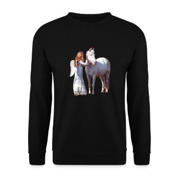 Cheval heureux avec ange - Sweat-shirt Unisexe - noir - Devant - Alina (178cm) & Michal (187cm)