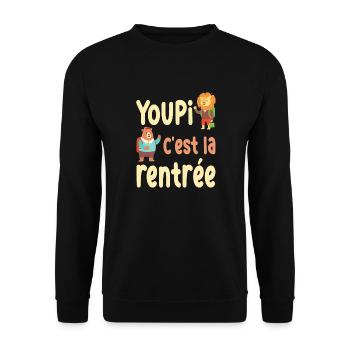 youpi c'est la rentrée / humour rentrée scolaire - Sweat-shirt Unisexe - noir - Devant - Alina (178cm) & Michal (187cm)