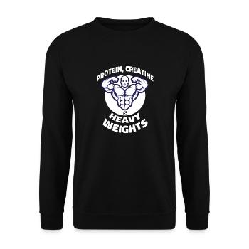 Protein Creatine and Heavy Weights / Fitness / Gym - Unisex Pullover - Schwarz - Vorne - Alina (178cm) & Michal (187cm)