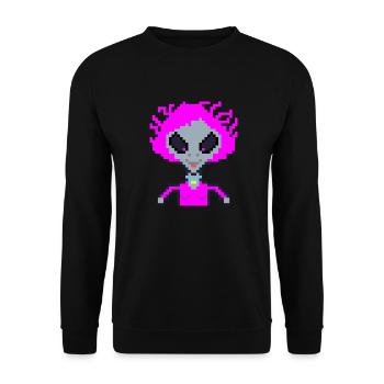 Pixel Alien "Violet Crazy" - Unisex Sweatshirt - black - Front - Alina (178cm) & Michal (187cm)