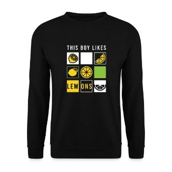 Junge mag Zitronen Sommerlimonade Früchte - Unisex Pullover - Schwarz - Vorne - Alina (178cm) & Michal (187cm)