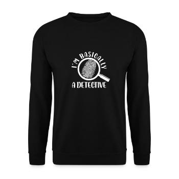 forensic fingerprint magnifying flass design - Unisex Sweatshirt - black - Front - Alina (178cm) & Michal (187cm)
