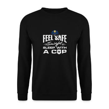 sentez-vous en sécurité ce soir dormir avec un flic Design - Sweat-shirt Unisexe - noir - Devant - Alina (178cm) & Michal (187cm)
