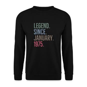 Legende seit Januar 1975 - Unisex Pullover - Schwarz - Vorne - Alina (178cm) & Michal (187cm)