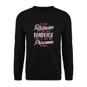 râleuse et princesse / cadeau humour fille - Sweat-shirt Unisexe - noir - Devant - Alina (178cm) & Michal (187cm)
