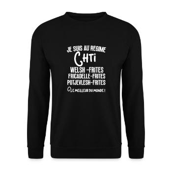 Régime chti welsh fricadelle frites cadeau humour - Sweat-shirt Unisexe - noir - Devant - Alina (178cm) & Michal (187cm)