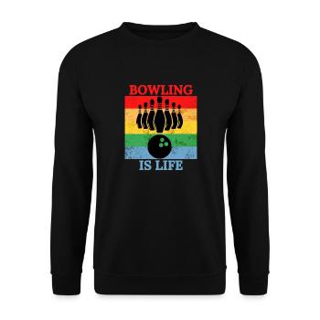 bowling is life t-shirt - Unisex Sweatshirt - black - Front - Alina (178cm) & Michal (187cm)