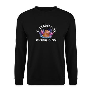 I just like capybaras a lot, ok capibara lovers - Unisex Sweatshirt - black - Front - Alina (178cm) & Michal (187cm)