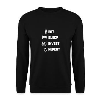 Manger dormir Investir Répéter - Sweat-shirt Unisexe - noir - Devant - Alina (178cm) & Michal (187cm)