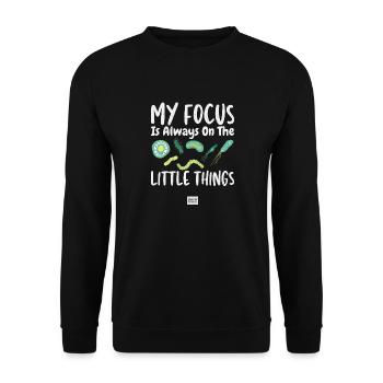 Small things Microbiology Microbiologist Biology - Unisex Sweatshirt - black - Front - Alina (178cm) & Michal (187cm)