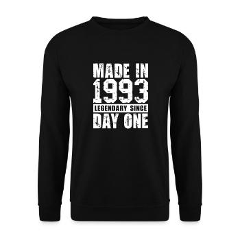 Hergestellt 1993, legendär seit dem ersten Tag - Unisex Pullover - Schwarz - Vorne - Alina (178cm) & Michal (187cm)