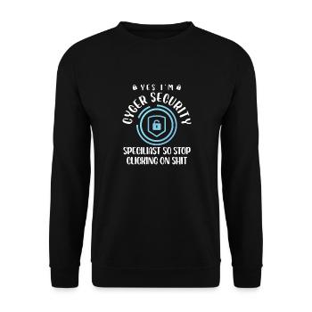Spécialiste en sécurité cyger Conception pour un cyber - Sweat-shirt Unisexe - noir - Devant - Alina (178cm) & Michal (187cm)