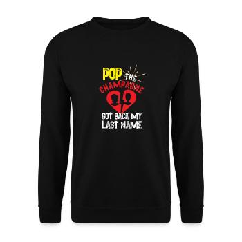 pop le a récupéré mon nom de famille Design - Sweat-shirt Unisexe - noir - Devant - Alina (178cm) & Michal (187cm)