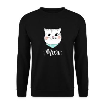 Mignon Kawaii drôle de chat disant miaulement - Sweat-shirt Unisexe - noir - Devant - Alina (178cm) & Michal (187cm)