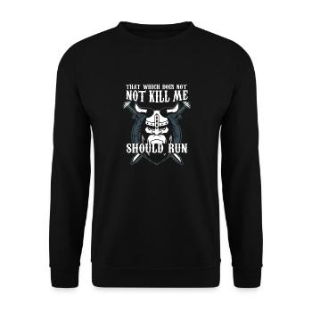 which not kill me should run Design for a viking - Unisex Pullover - Schwarz - Vorne - Alina (178cm) & Michal (187cm)