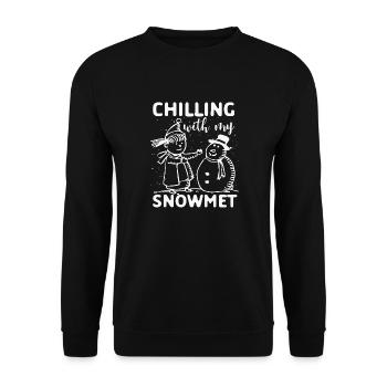J’aime l’hiver, la neige, le froid et le bonhomme de neige - Sweat-shirt Unisexe - noir - Devant - Alina (178cm) & Michal (187cm)