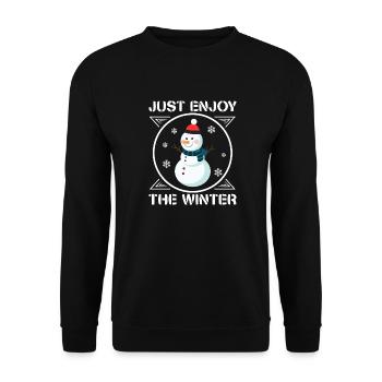 Ich Liebe Winter, Schnee, Kälte und Schneemann - Unisex Pullover - Schwarz - Vorne - Alina (178cm) & Michal (187cm)