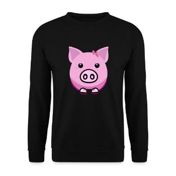 Pig sweet Pig Pigs Kawaii Animal 3 - Unisex Sweatshirt - black - Front - Alina (178cm) & Michal (187cm)