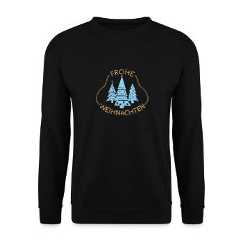 Frohe Weihnachten - Tannenbäume Weihnachtsbäume - Unisex Pullover - Schwarz - Vorne - Alina (178cm) & Michal (187cm)