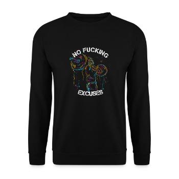 NO FUCKING EXCUSES Gym Trainig Bodybuilding - Unisex Pullover - Schwarz - Vorne - Alina (178cm) & Michal (187cm)