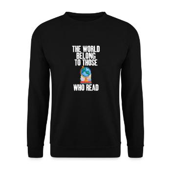 The world belongs to those who make motivational quotes - Unisex Sweatshirt - black - Front - Alina (178cm) & Michal (187cm)