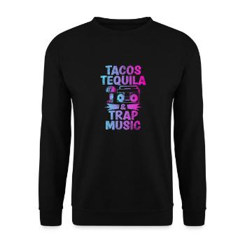Tacos Tequila & Trapp Music Lustige Hiphop - Unisex Pullover - Schwarz - Vorne - Alina (178cm) & Michal (187cm)