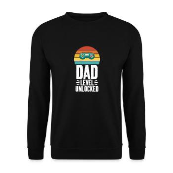 Dad Level Freigeschaltet Coole Kunst Für Gamer Dad - Unisex Pullover - Schwarz - Vorne - Alina (178cm) & Michal (187cm)