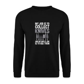 Task is to collect knives Collector Knife - Unisex Sweatshirt - black - Front - Alina (178cm) & Michal (187cm)
