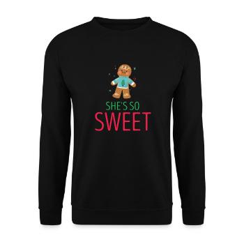 She's So Sweet Funny Gingerbread Christmas Couples - Unisex Pullover - Schwarz - Vorne - Alina (178cm) & Michal (187cm)