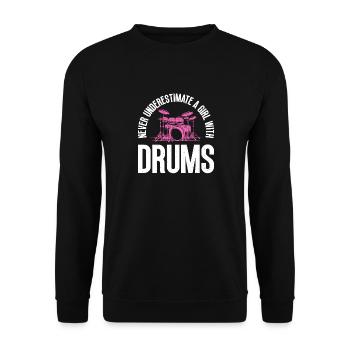 Never underestimate a girl with Durms Cool - Unisex Sweatshirt - black - Front - Alina (178cm) & Michal (187cm)